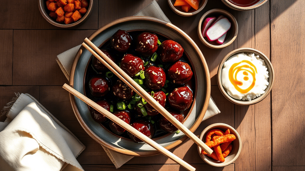 Korean BBQ Meatballs with Spicy Mayo Dip Recipe