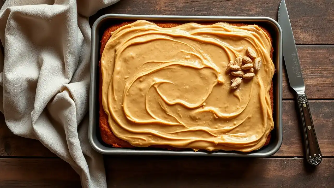 Moist Peanut Butter Sheet Cake Recipe with Creamy Frosting