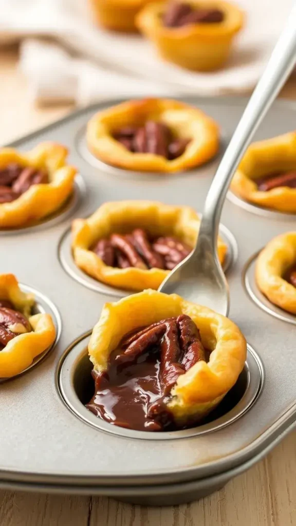 Preparing the Crust German Chocolate Pecan Pie Bites