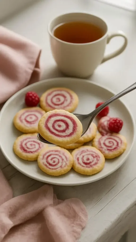 Assembling Raspberry Swirl Shortbread Cookies
