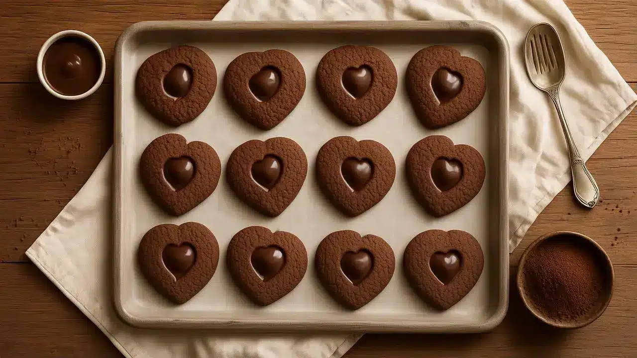 Heart Shaped Chocolate Thumbprint Cookies Recipe