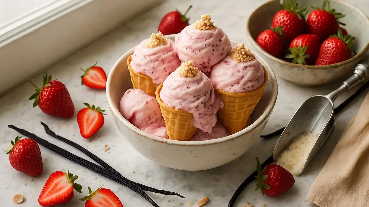 Homemade Strawberry Vanilla Bean Ice Cream in Easy Steps