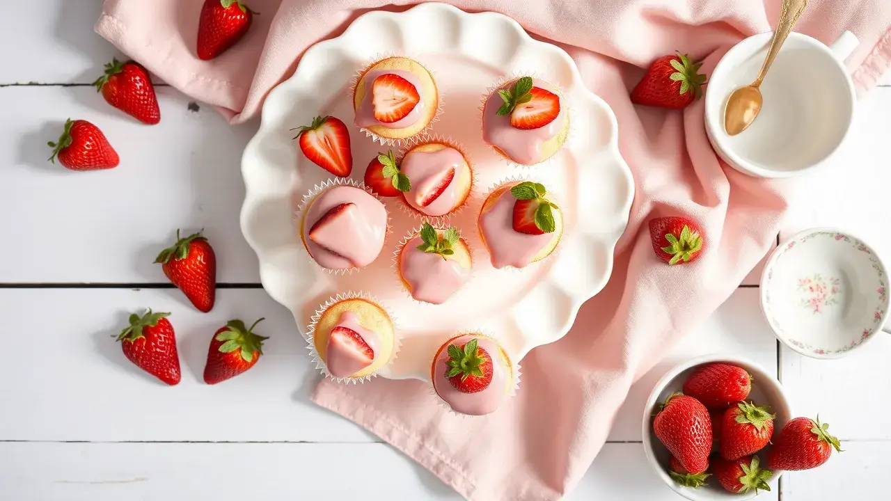 Make Glazed Mini Strawberry Cupcakes in Just 30 Minutes