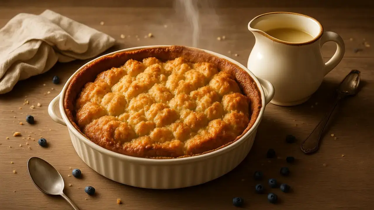 Old Fashioned Bread Pudding with Vanilla Sauce
