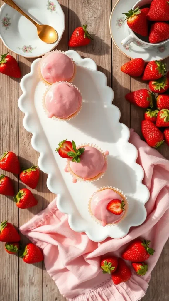 Step-by-Step Instructions For Glazed Mini Strawberry Cupcakes