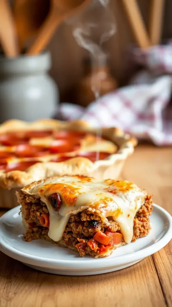 Step-by-Step Preparation Of Deep Hamburger Sausage Pepperoni Pie