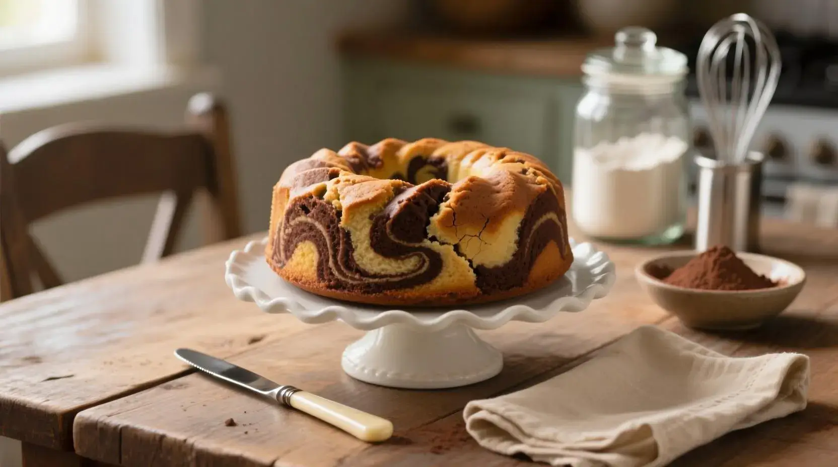 Delicious Marble Cake Recipe Chocolate & Vanilla Swirl
