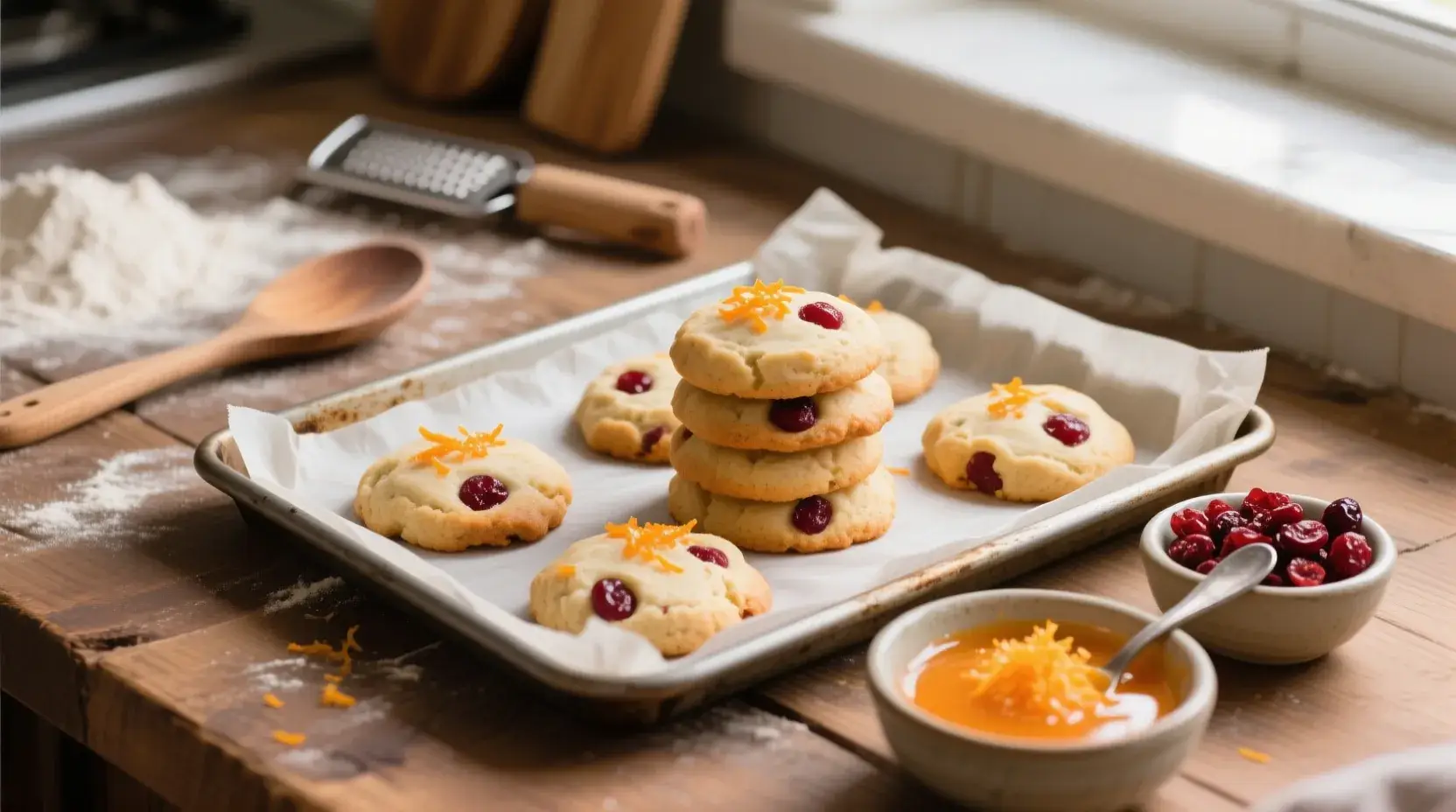 Easy Zesty Orange Cranberry Ricotta Cookies