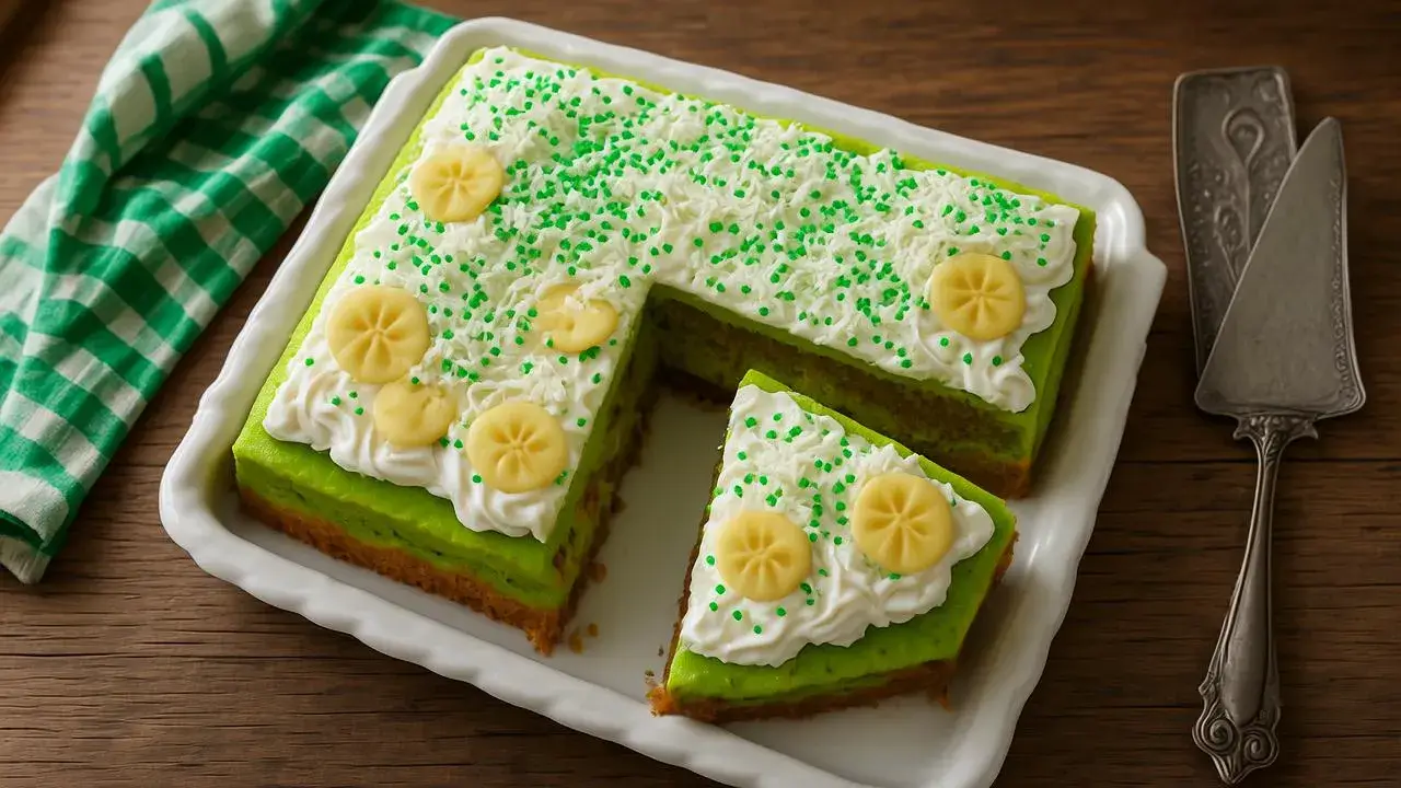 Shamrock Delight Poke Cake for Spring Parties