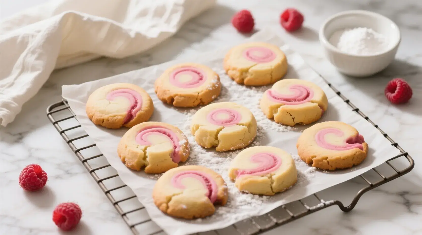 Soft Raspberry Vanilla Butter Cookies