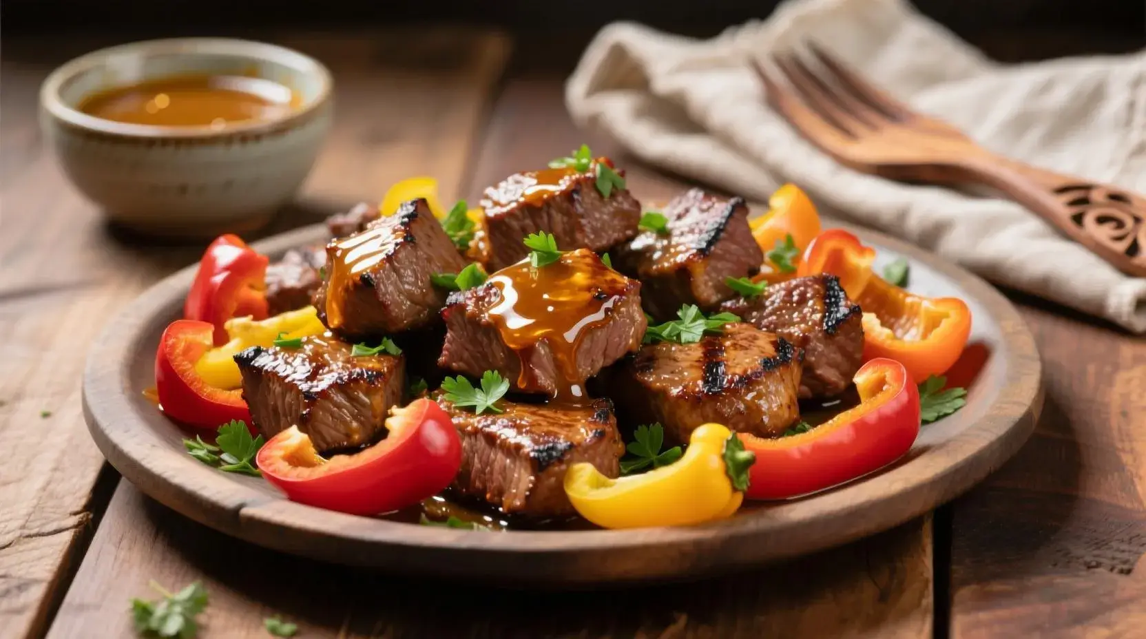 Crispy Air Fryer Honey Garlic Steak Sweet Pepper Bites