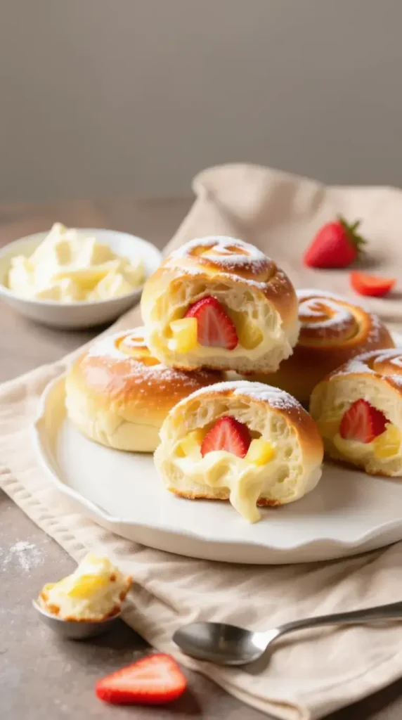 Ingredients for Strawberry Cream Cheese Pineapple Buns