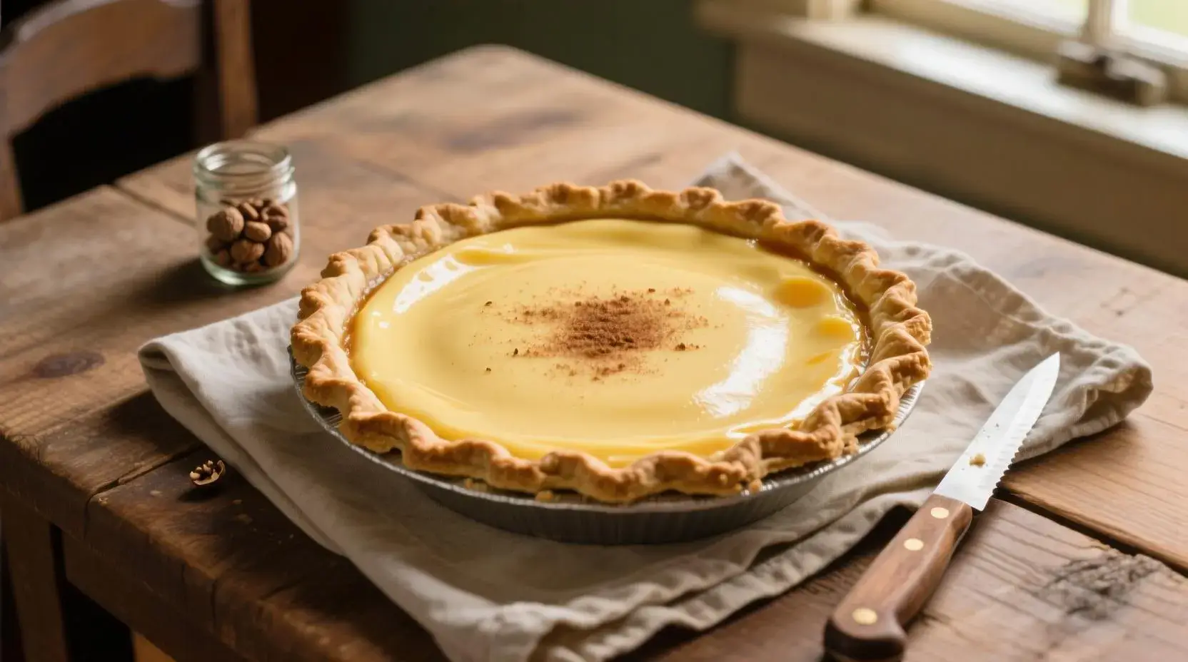 Old Fashioned Egg Custard Pie with Flaky Crust