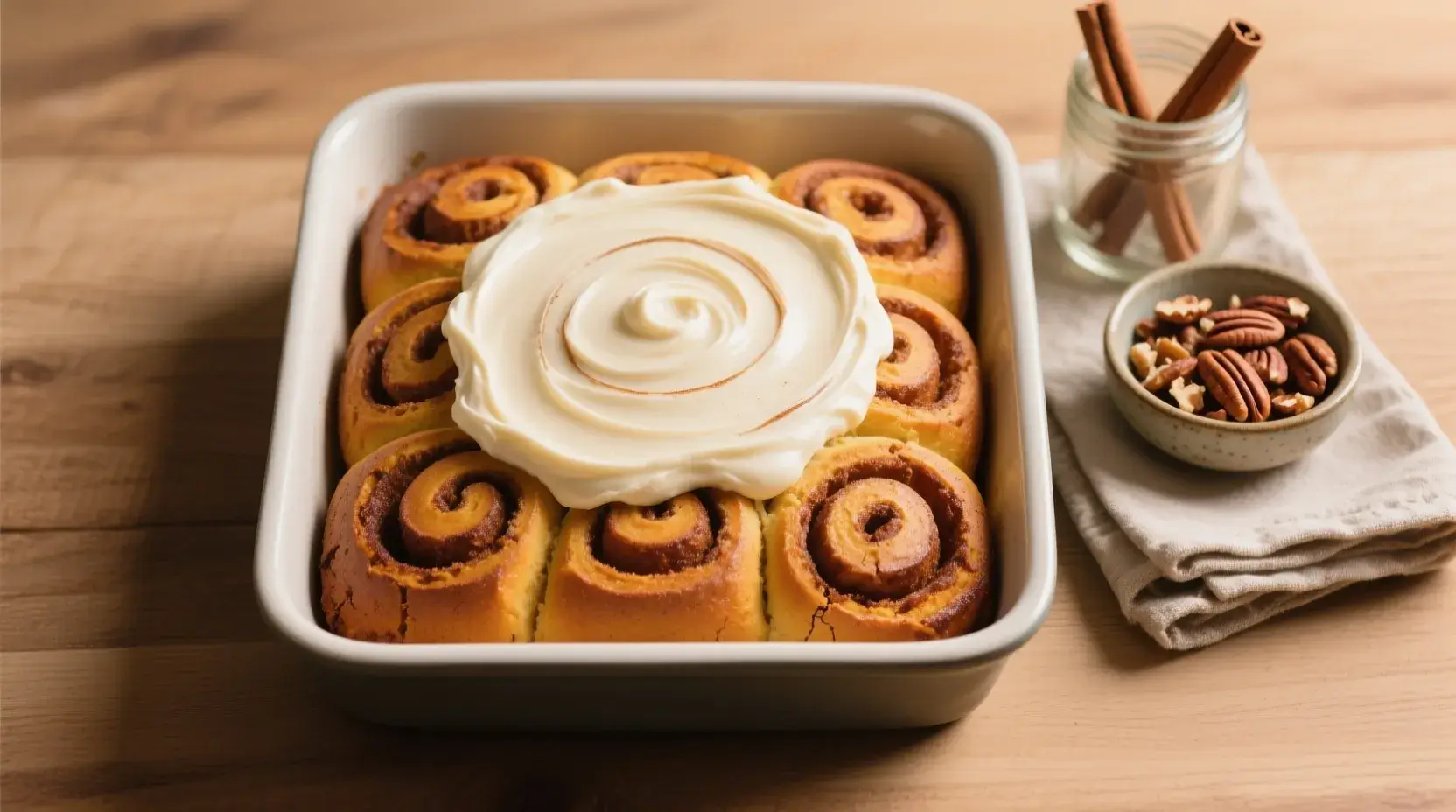 Sweet Potato Cinnamon Roll Cake with Creamy Frosting